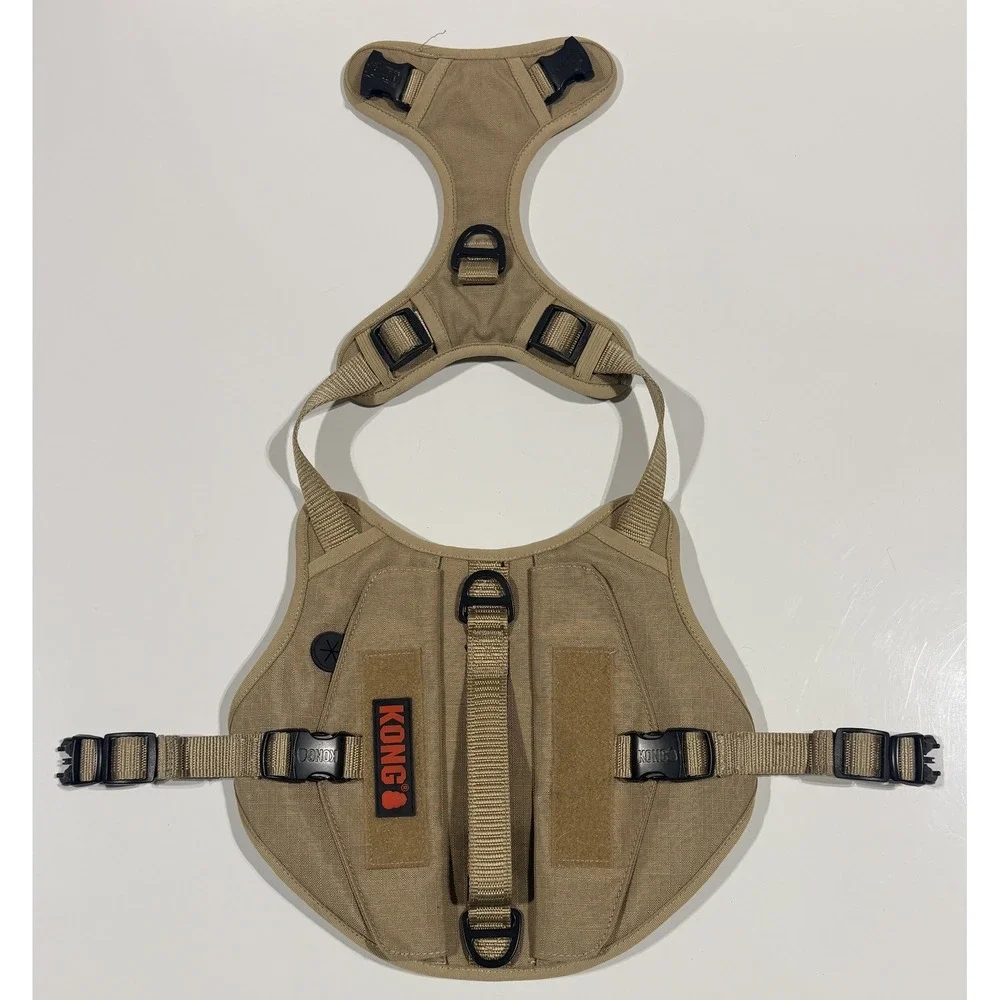 KONG Tactical Dog Harness Tan Heavy Duty Ripstop Vest with Handle- Medium no tag